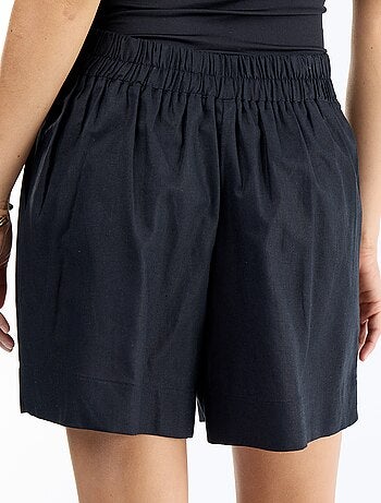 Pantalón corto liso de lino mezclado