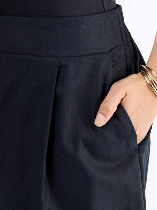 Pantalón corto liso de lino mezclado - Kiabi