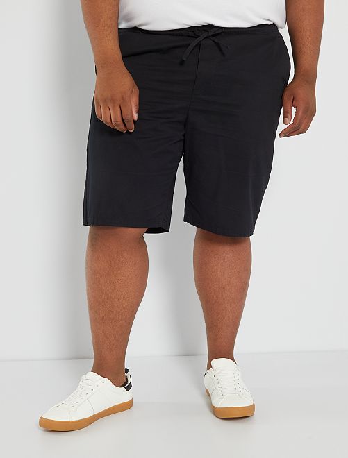 Pantalón corto liso de sarga de algodón - negro - Kiabi - 15.00€