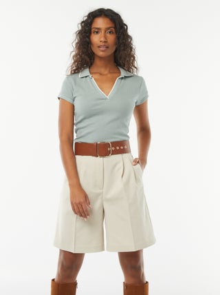 Pantalón corto liso de tiro alto