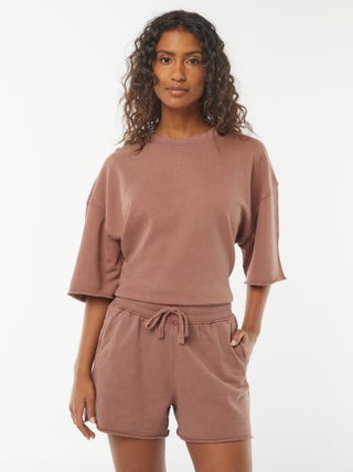 Pantalón corto liso descolorido con cintura elástica