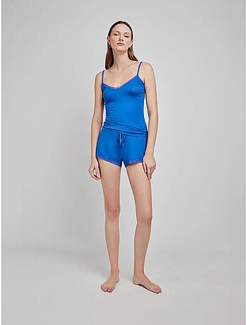 Pantalón corto liso y ajustable de modal con detalles de encaje