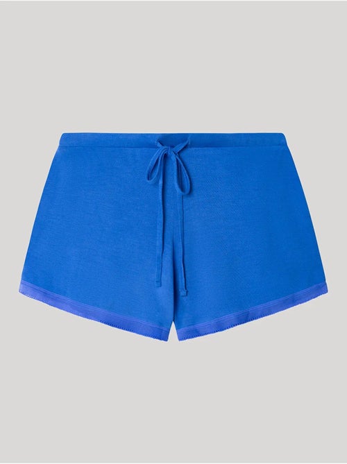 Pantalón corto liso y ajustable de modal con detalles de encaje - Kiabi Pantalón corto liso y ajustable de modal con detalles de encaje - Kiabi