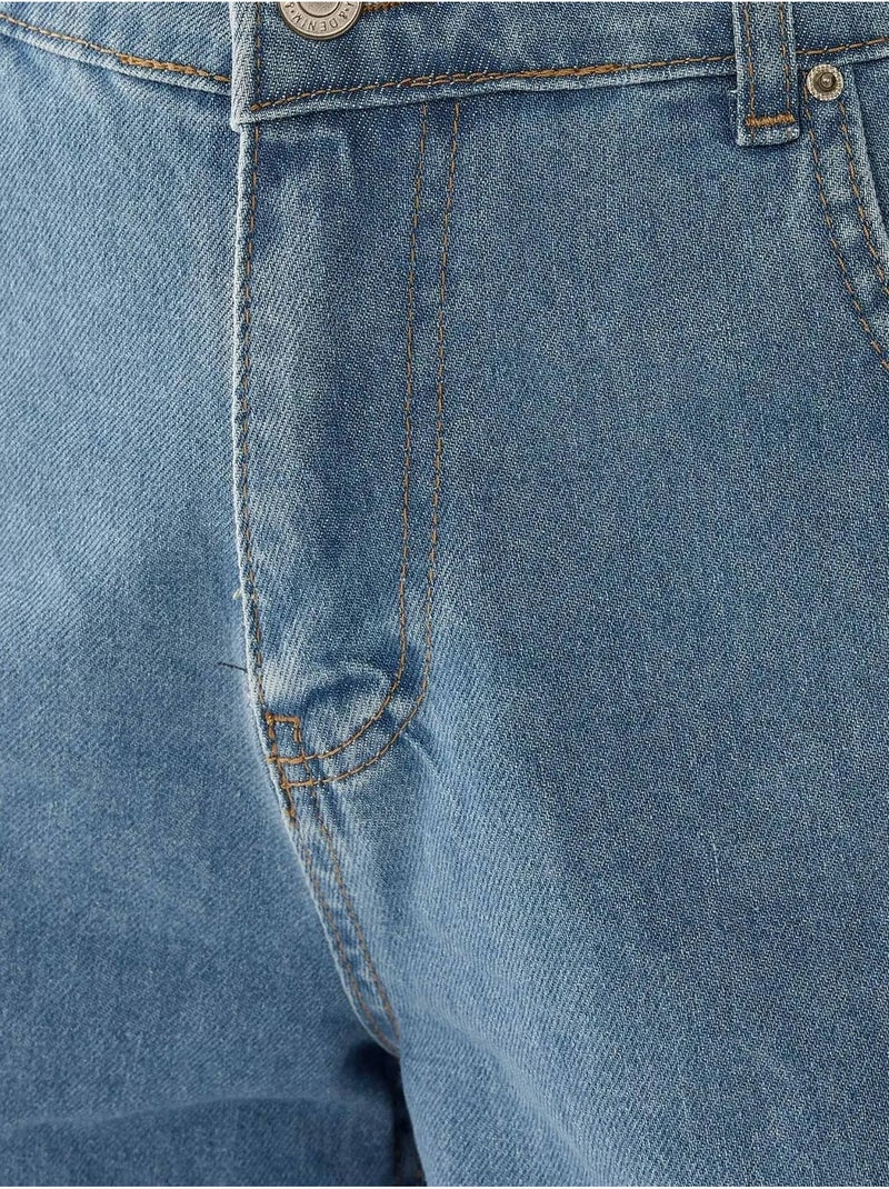 Pantalón corto mom fit con dobladillo vuelto hiccup Azul - Kiabi