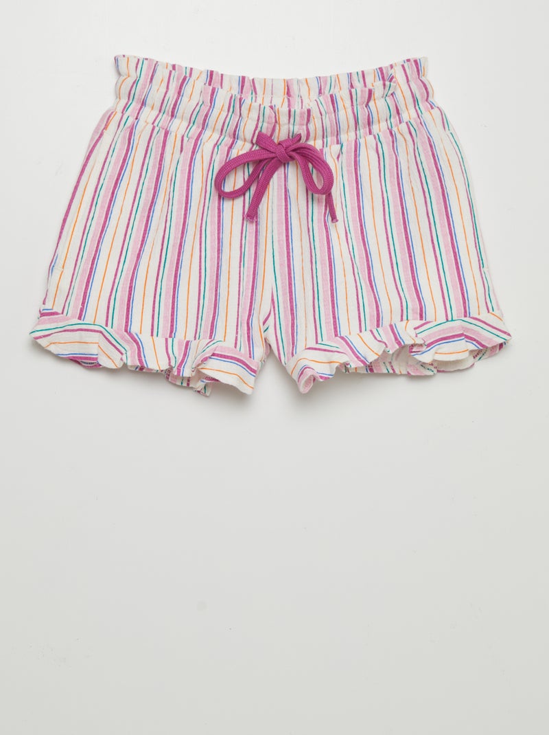 Pantalón corto paperbag a rayas BLANCO - Kiabi