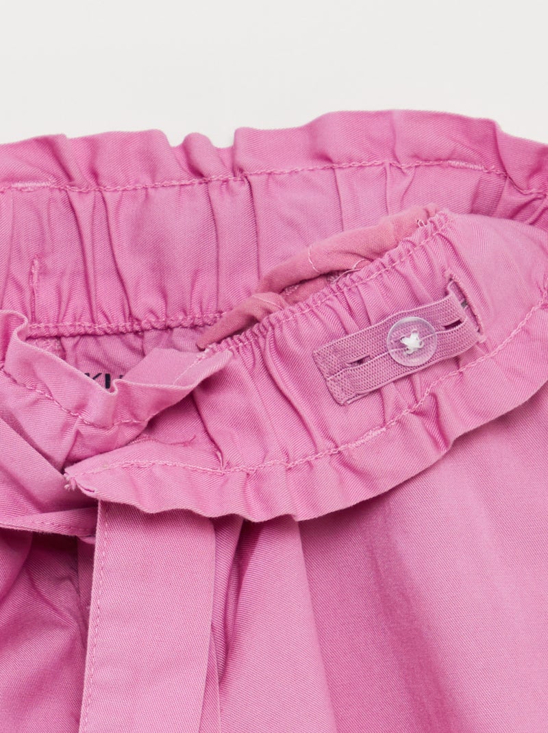 Pantalón corto paperbag con cinturón rosa - Kiabi