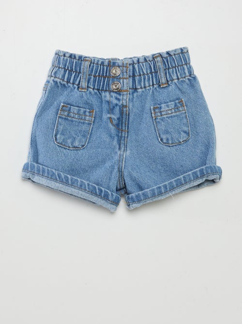 Pantalón corto paperbag vaquero - Kiabi