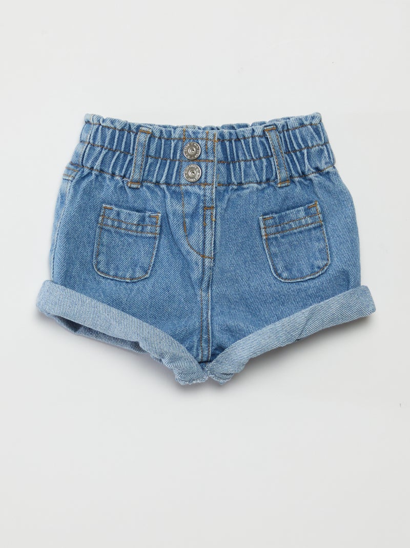 Pantalón corto paperbag vaquero AZUL - Kiabi