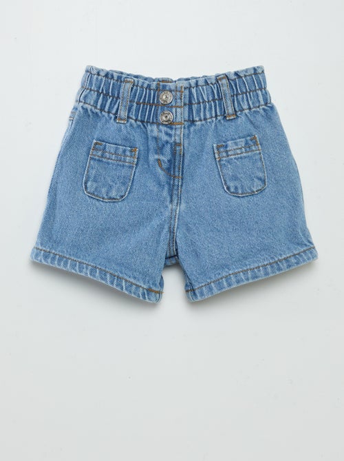 Pantalón corto paperbag vaquero - Kiabi