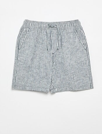 Pantalón corto rayado ligero de lino mezclado