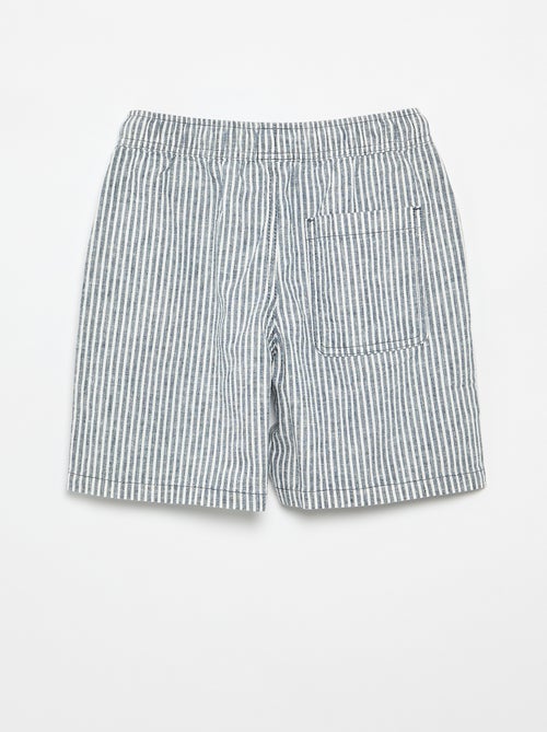 Pantalón corto rayado ligero de lino mezclado - Kiabi