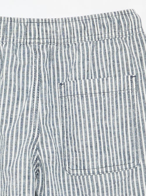 Pantalón corto rayado ligero de lino mezclado - Kiabi