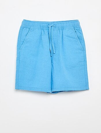 Pantalón corto rayado ligero de lino mezclado