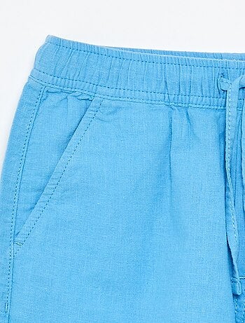 Pantalón corto rayado ligero de lino mezclado