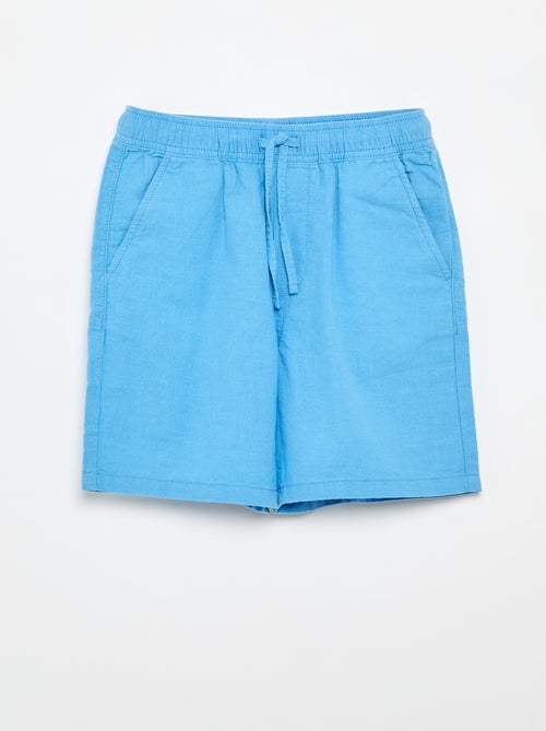 Pantalón corto rayado ligero de lino mezclado - Kiabi