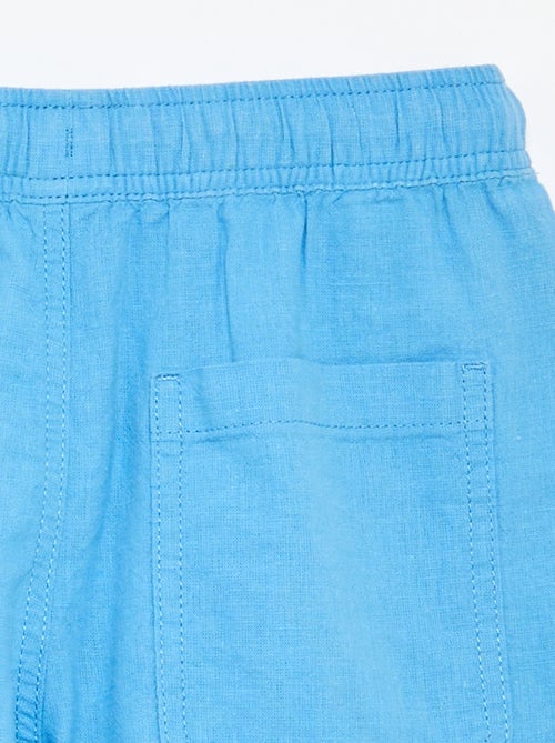 Pantalón corto rayado ligero de lino mezclado - Kiabi