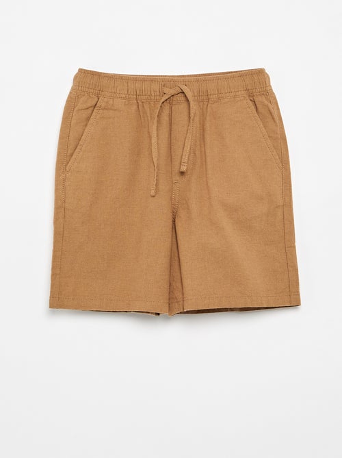 Pantalón corto rayado ligero de lino mezclado - Kiabi