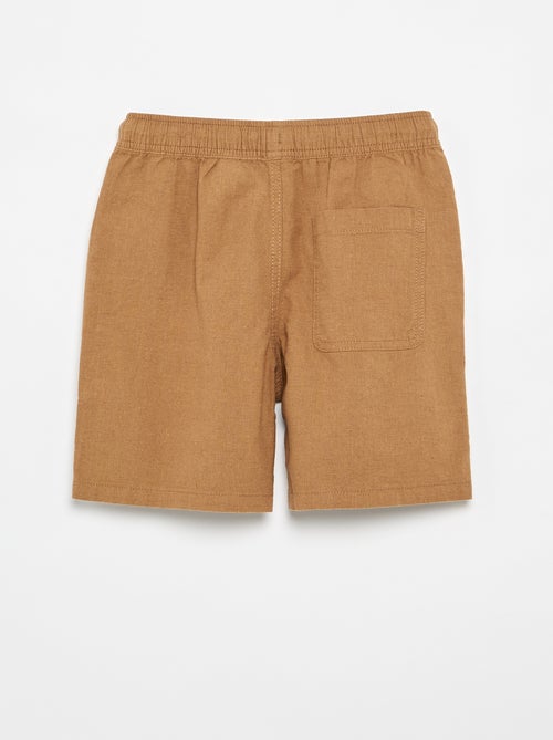 Pantalón corto rayado ligero de lino mezclado - Kiabi