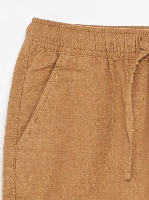 Pantalón corto rayado ligero de lino mezclado - Kiabi