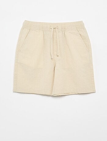 Pantalón corto rayado ligero de lino mezclado
