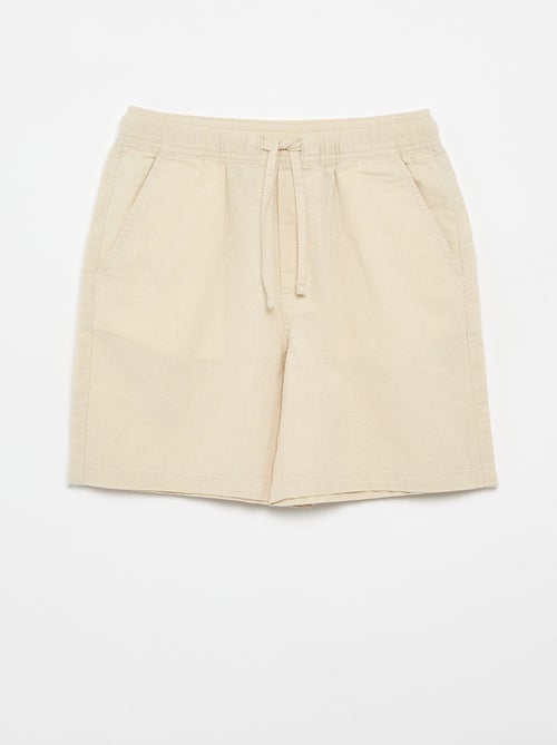 Pantalón corto rayado ligero de lino mezclado - Kiabi