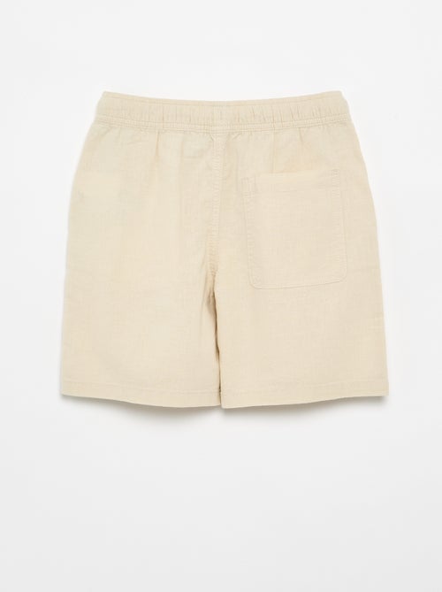 Pantalón corto rayado ligero de lino mezclado - Kiabi