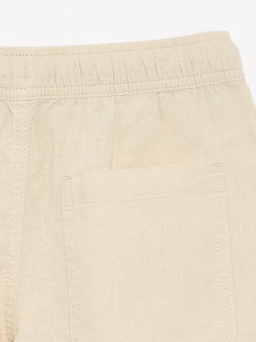 Pantalón corto rayado ligero de lino mezclado - Kiabi