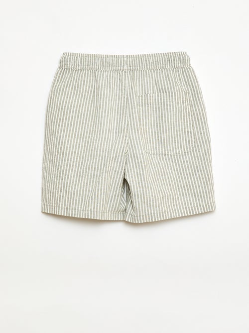 Pantalón corto rayado ligero de lino mezclado - Kiabi