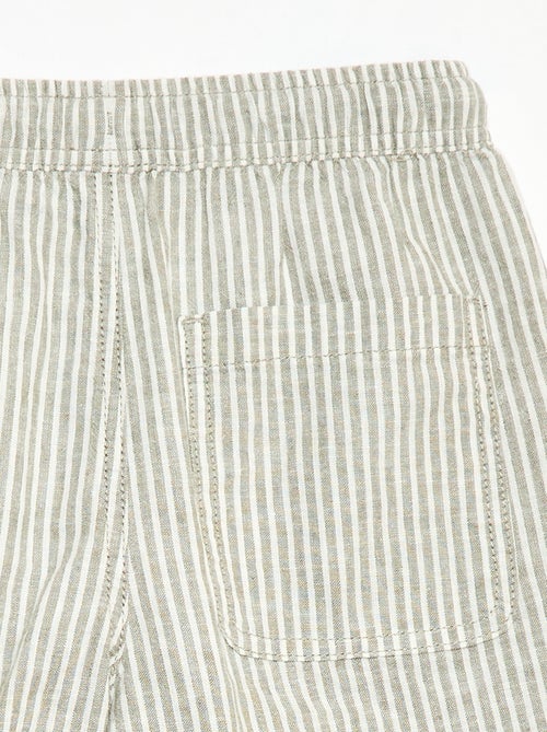 Pantalón corto rayado ligero de lino mezclado - Kiabi