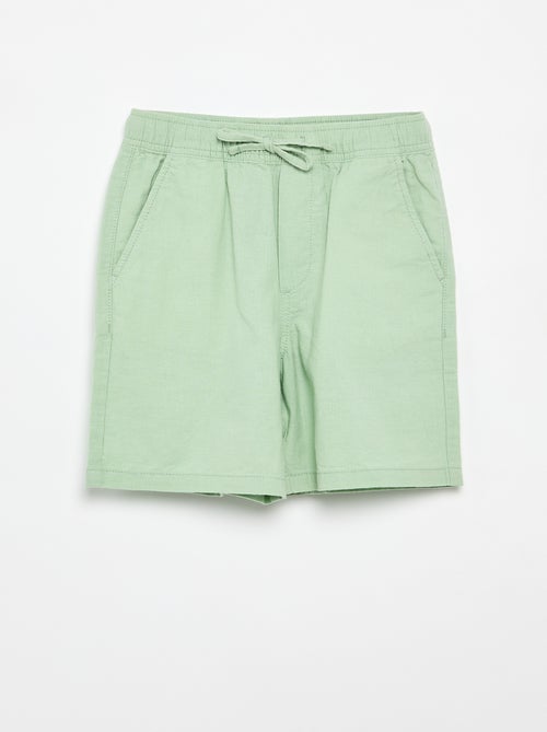 Pantalón corto rayado ligero de lino mezclado - Kiabi