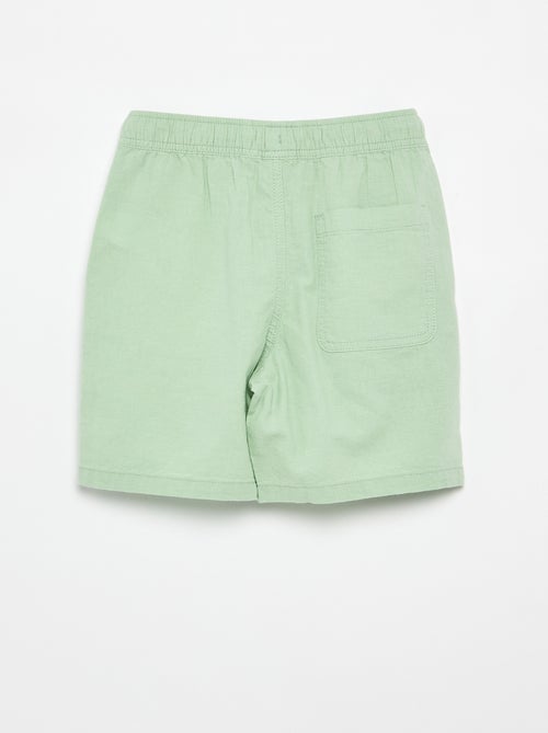 Pantalón corto rayado ligero de lino mezclado - Kiabi