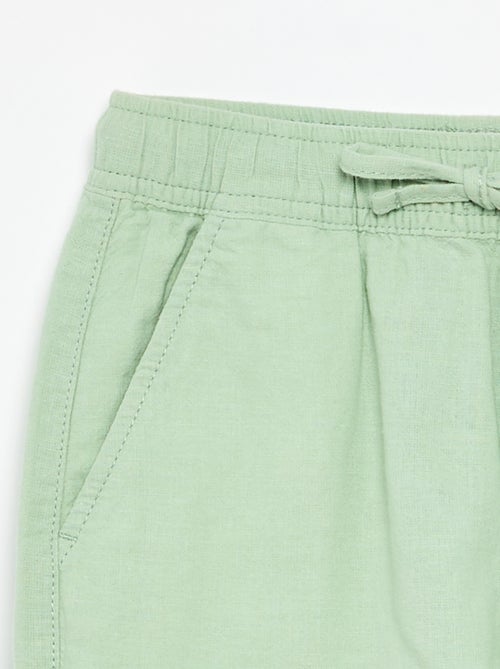 Pantalón corto rayado ligero de lino mezclado - Kiabi