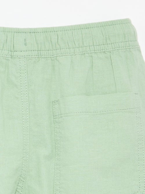 Pantalón corto rayado ligero de lino mezclado - Kiabi
