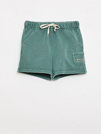 Pantalón corto recto en felpa de algodón liso