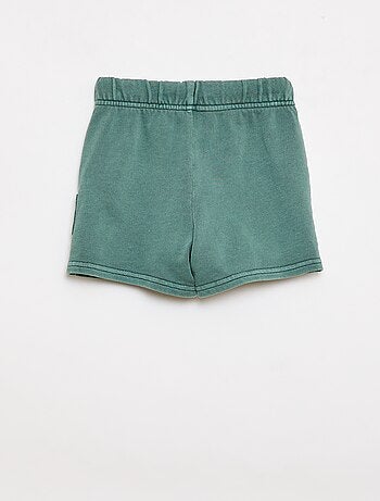 Pantalón corto recto en felpa de algodón liso