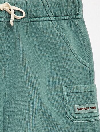 Pantalón corto recto en felpa de algodón liso