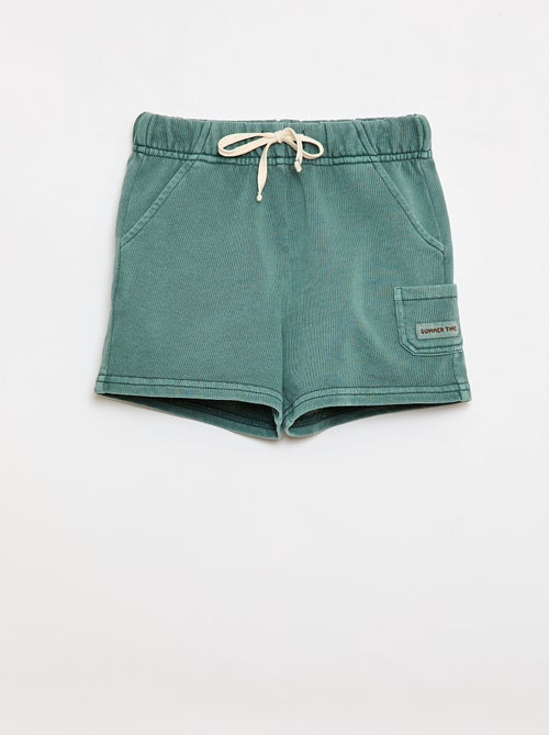 Pantalón corto recto en felpa de algodón liso - Kiabi