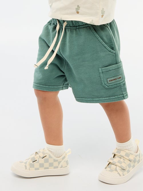 Pantalón corto recto en felpa de algodón liso - Kiabi