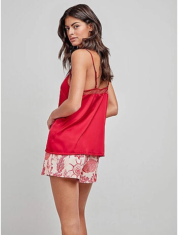 Pantalón corto short ajustable con estampado de corales