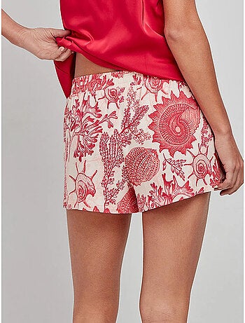 Pantalón corto short ajustable con estampado de corales