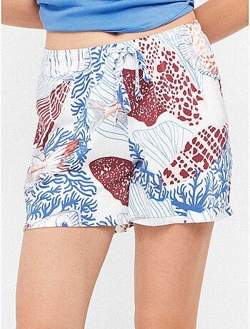 Pantalón corto short estampado en tejido algodón y modal