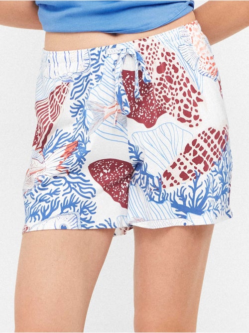 Pantalón corto short estampado en tejido algodón y modal - Kiabi