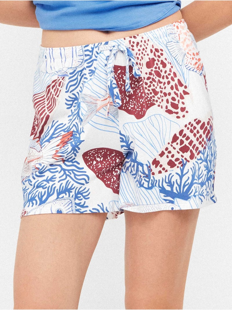 Pantalón corto short estampado en tejido algodón y modal Multicolor - Kiabi