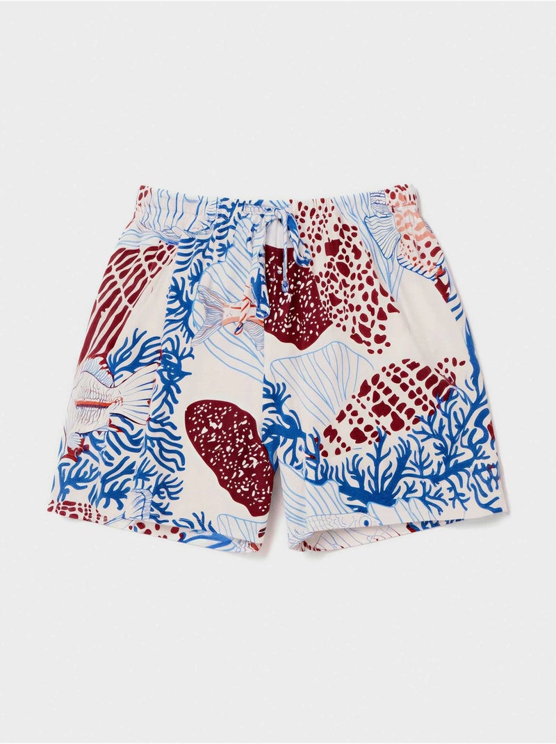 Pantalón corto short estampado en tejido algodón y modal Multicolor - Kiabi