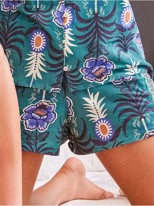 Pantalón corto short estampado tropical de algodón y modal - Kiabi Pantalón corto short estampado tropical de algodón y modal - Kiabi