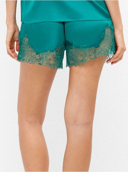 Pantalón corto short lencero y detalles encaje, en tejido de satén - Kiabi