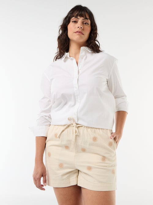 Pantalón corto sin teñir con bordados de sol - Kiabi