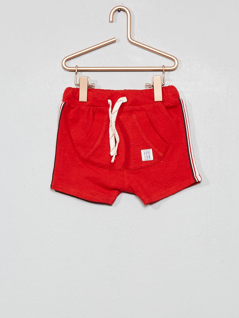 Pantalón corto tipo sarouel con bandas laterales rojo - Kiabi