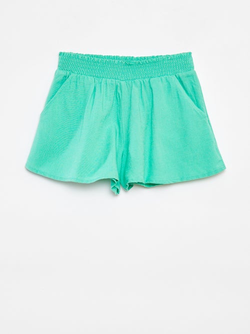 Pantalón corto vaporoso de mezcla de lino con estampado - Kiabi
