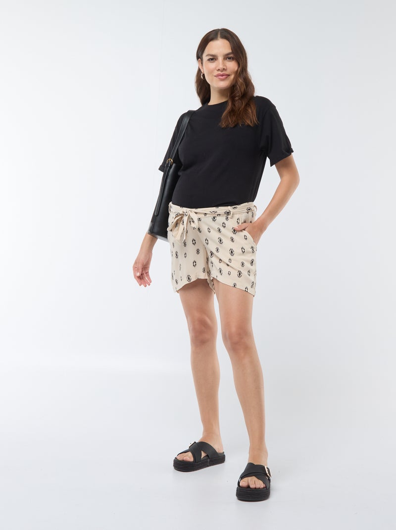 Pantalón corto vaporoso de premamá 'Only' BEIGE - Kiabi